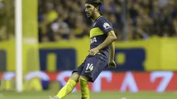 Sebastián Pérez con la camiseta de Boca.