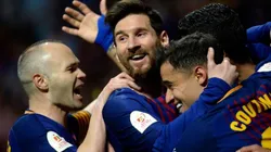 APARECIÓ EL DIEZ. Messi ya festejó a la media hora de juego por la final de la Copa del Rey.