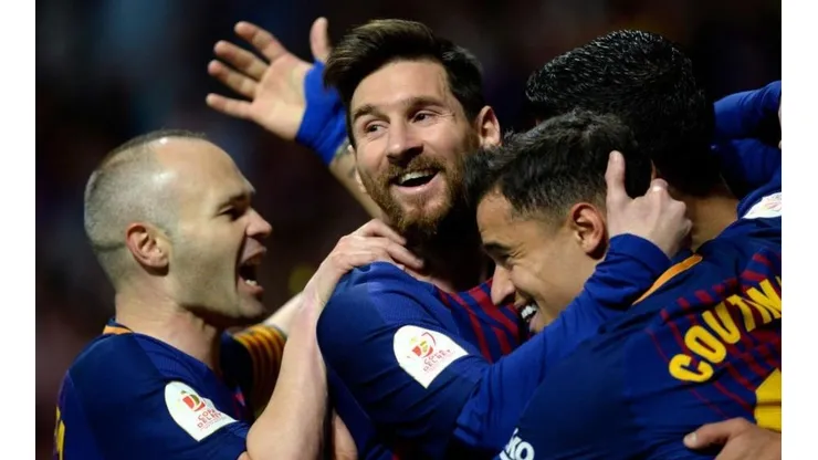 APARECIÓ EL DIEZ. Messi ya festejó a la media hora de juego por la final de la Copa del Rey.