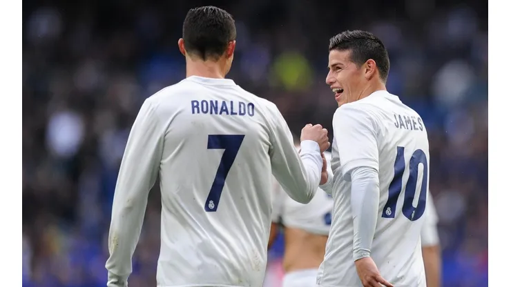 Foto de Cristiano Ronaldo junto a James Rodríguez en el Real Madrid.