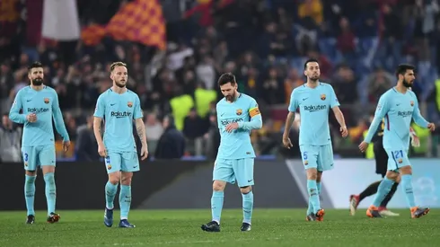 Foto de los jugadores de Barcelona después de perder ante Roma.
