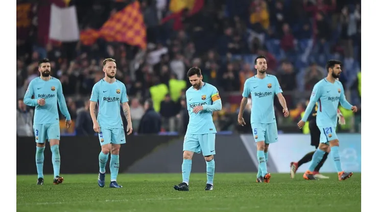 Foto de los jugadores de Barcelona después de perder ante Roma.