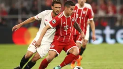 CON EL PASE A SEMIS. James Rodríguez fue una de las figuras en el partido del Bayern Múnich (Foto: Getty).
