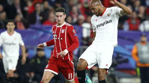 James Rodríguez el colombiano fichado en el Bayern Munich en el primer partido de cuartos contra Sevilla.