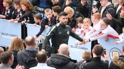 AMADO. Sergio Agüero en la llegada al Etihad Stadium para el encuentro contra Liverpool.