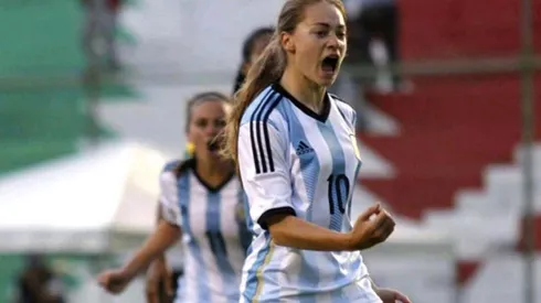 GRITO ALBICELESTE. Banini es una de las grandes figuras del fútbol femenino argentino.