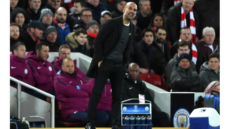 MALA NOCHE. La cara de Pep Guardiola lo dice todo en la derrota contra Liverpool (Foto: Getty).