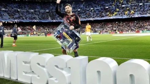 En la previa del partido contra la Roma, el Barcelona homenajeó a Messi