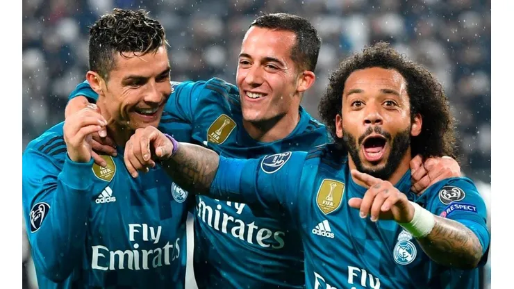 FESTEJO BLANCO. Cristiano Ronaldo, Lucas Vázquez y Marcelo celebran el tercer gol del Real Madrid.