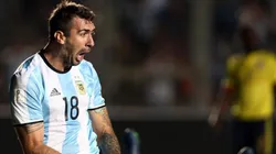 TANQUE FURIOSO. Pratto celebra su gol ante Colombia a pase de Messi.