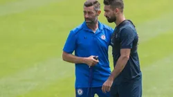 Caixinha y Cauteruccio en el entrenamiento.