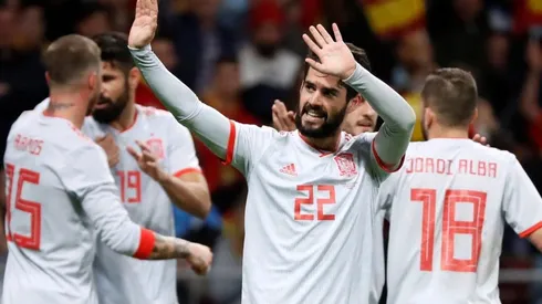 EL DUEÑO DEL BAILE. Isco celebra su gol con España para el 3-1 contra Argentina.