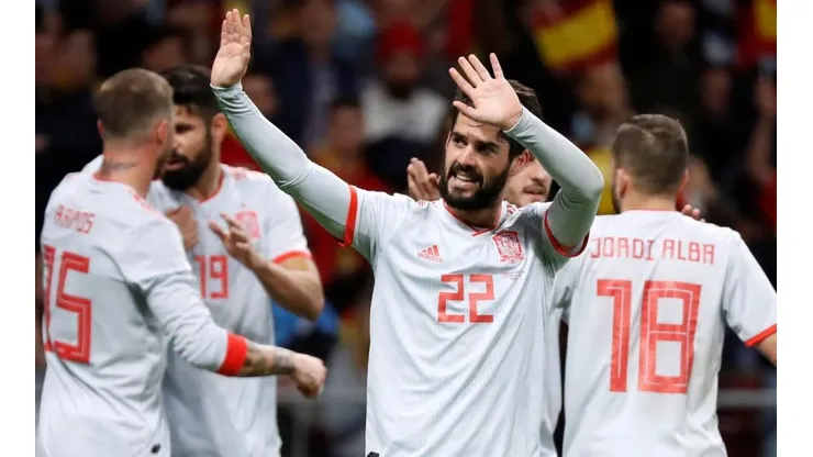 EL DUEÑO DEL BAILE. Isco celebra su gol con España para el 3-1 contra Argentina.