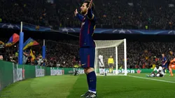 EL EXTRATERRESTRE. Lionel Messi de brazos abiertos ante la afición del Barcelona por Champions League (Foto: Getty).