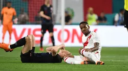 La Foquita ayer disputando el encuentro ante Croacia.