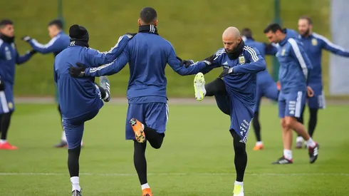 Los jugadores de la Selección Argentina en el entrenamiento