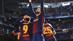 Piqué festejando en el Santiago Bernabéu.