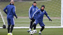 Lionel Messi en la práctica de la Selección Argentina.