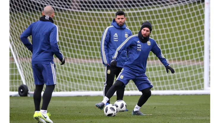 Lionel Messi en la práctica de la Selección Argentina.