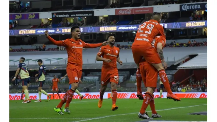 Toluca festejando la victoria frente a América