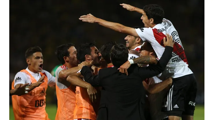 Los jugadores de River celebrando el triunfo ante Boca.