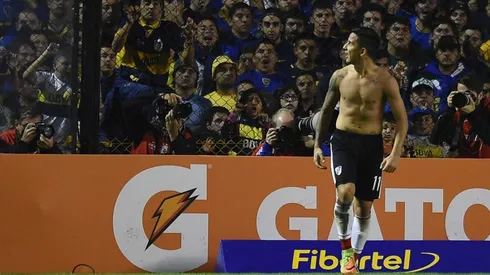 El ex-River gritando un gol en la Bombonera.