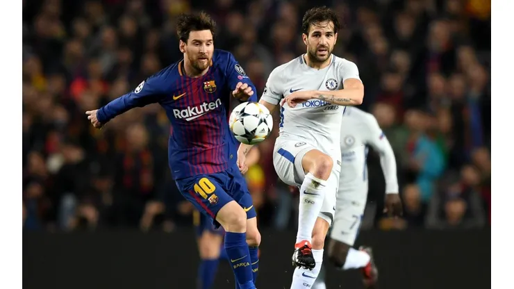 Lionel Messi junto a Cesc Fabregas