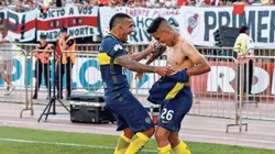 Tevez y Centurión bailan en el Monumental, cuando la relación parecía ser buena.