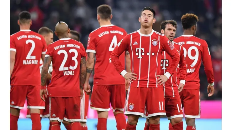 James Rodríguez con la piel del Bayern Munich
