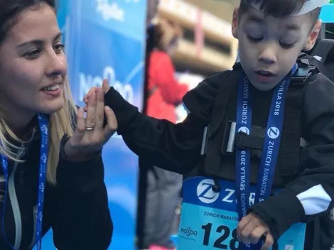 La conmovedora historia de Yeray: con parálisis cerebral cruzó la meta en Sevilla