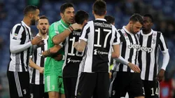Buffon, exultante por el triunfo de su equipo.