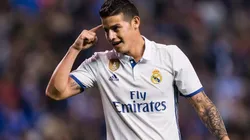 James Rodríguez con la piel del Bayern Munich