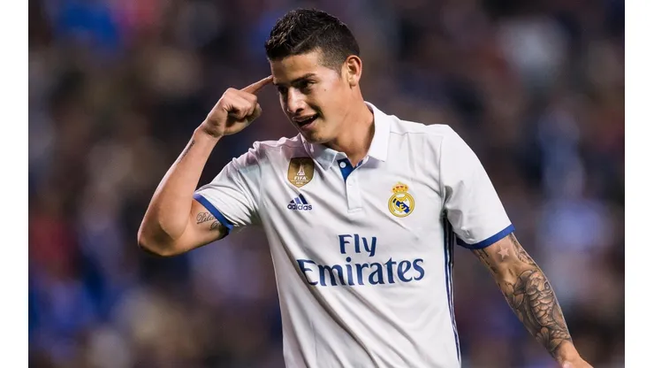 James Rodríguez con la piel del Bayern Munich