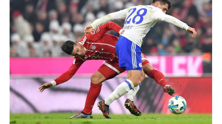 James Rodríguez con la piel del Bayern Munich