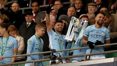 El festejo del Kun Agüero y de Nicolás Otamendi desde el vestuario del Manchester City