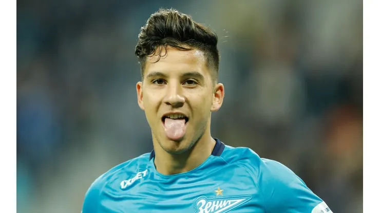 Driussi celebrando un gol en Rusia.