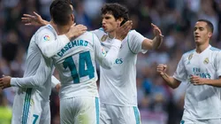 Los jugadores de Real Madrid celebran la conquista