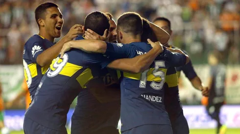 Boca celebra su gol ante Banfield el domingo