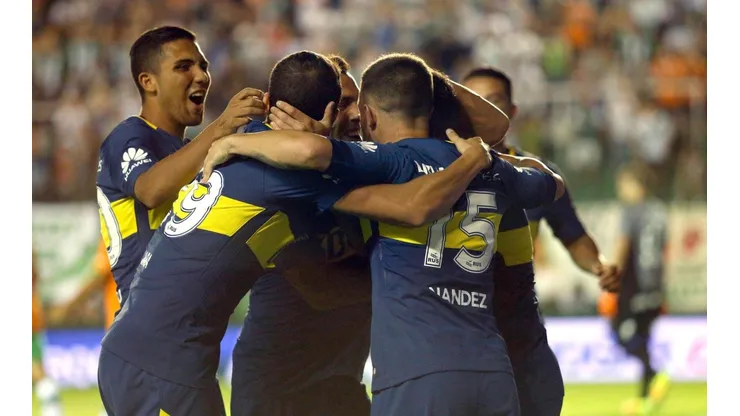 Boca celebra su gol ante Banfield el domingo