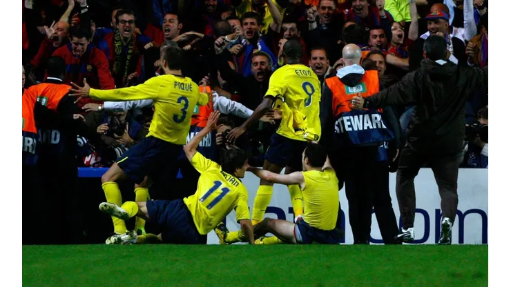 Festejos en el gol de Iniesta a Chelsea en 2009