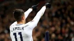 Lamela celebra un gol en Inglaterra.