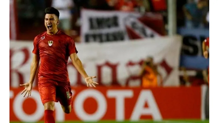 Así festejó Gaibor su primer gol en Independiente.