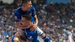 El festejo de Domínguez tras anotar el 2-2 sobre el final del partido.