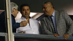 Angelici junto a Moyano y Tapia.