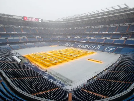 La verdadera Casa Blanca: el estadio Santiago Bernabéu quedó tapado de nieve