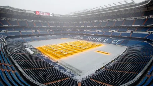 La verdadera Casa Blanca: el estadio Santiago Bernabéu quedó tapado de nieve