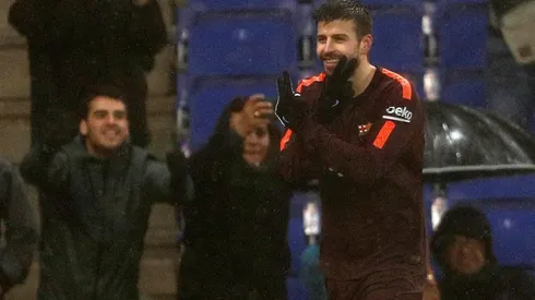 Gerard Piqué celebra su gol ante Espanyol.