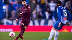 Una tremenda patada a Piqué desató la furia entre jugadores del Barcelona y del Espanyol