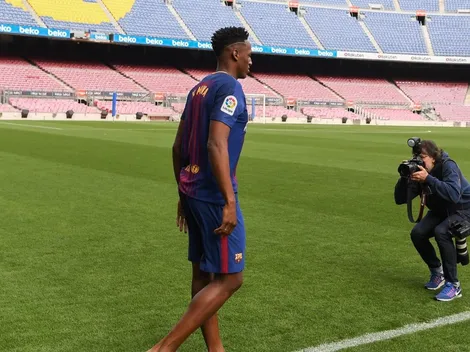 ¡Muy tierno! Yerry Mina ya está con su novia en Barcelona