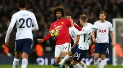 DE LAS POCAS JUGADAS. Fellaini lucha contra el mediocampo del Tottenham en los siete minutos que estuvo en cancha.